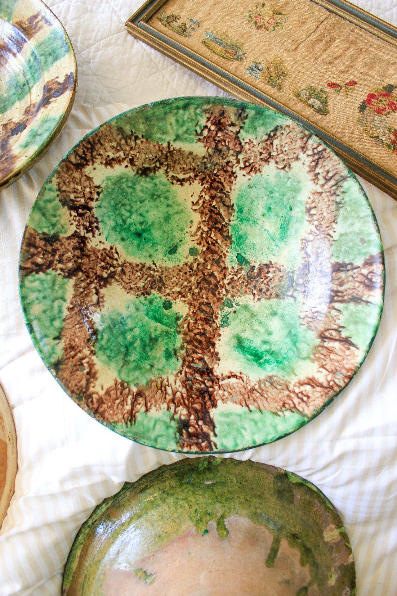 Antique European Drip Glaze Pottery Bowl