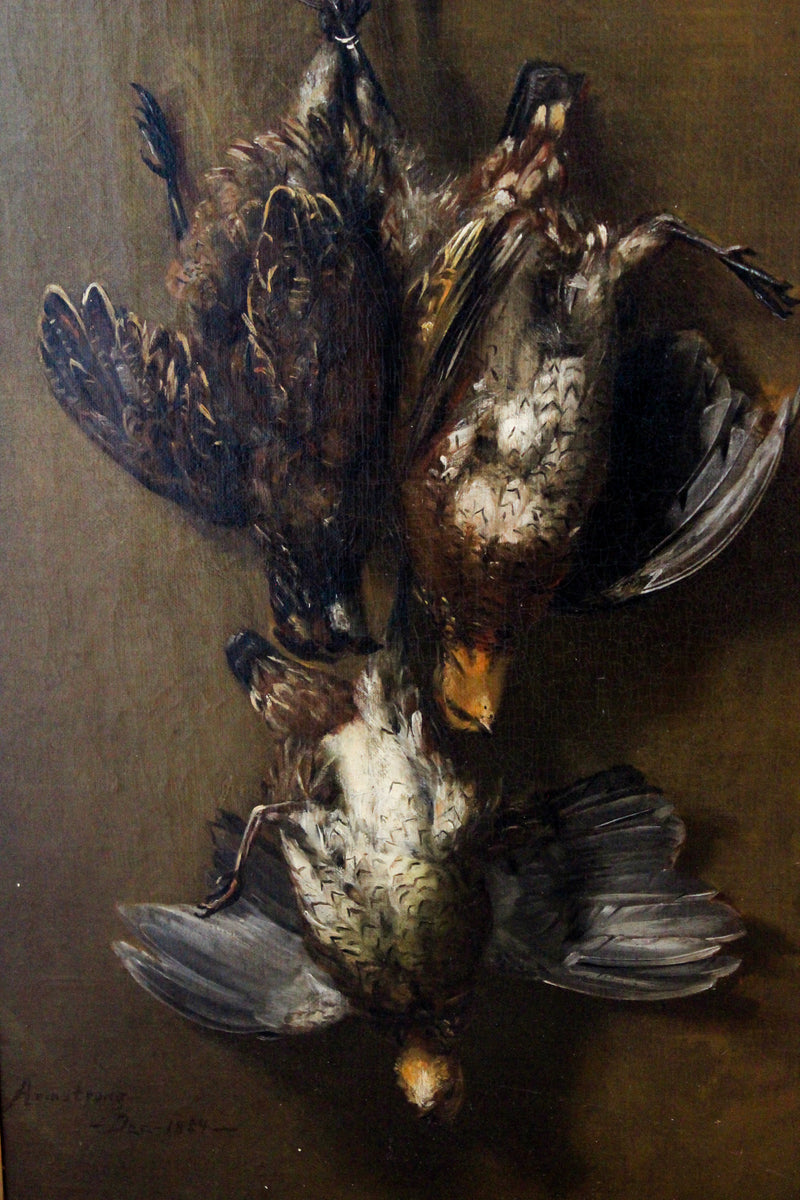 Quail Game Bird Oil on Canvas | Armstrong 1884