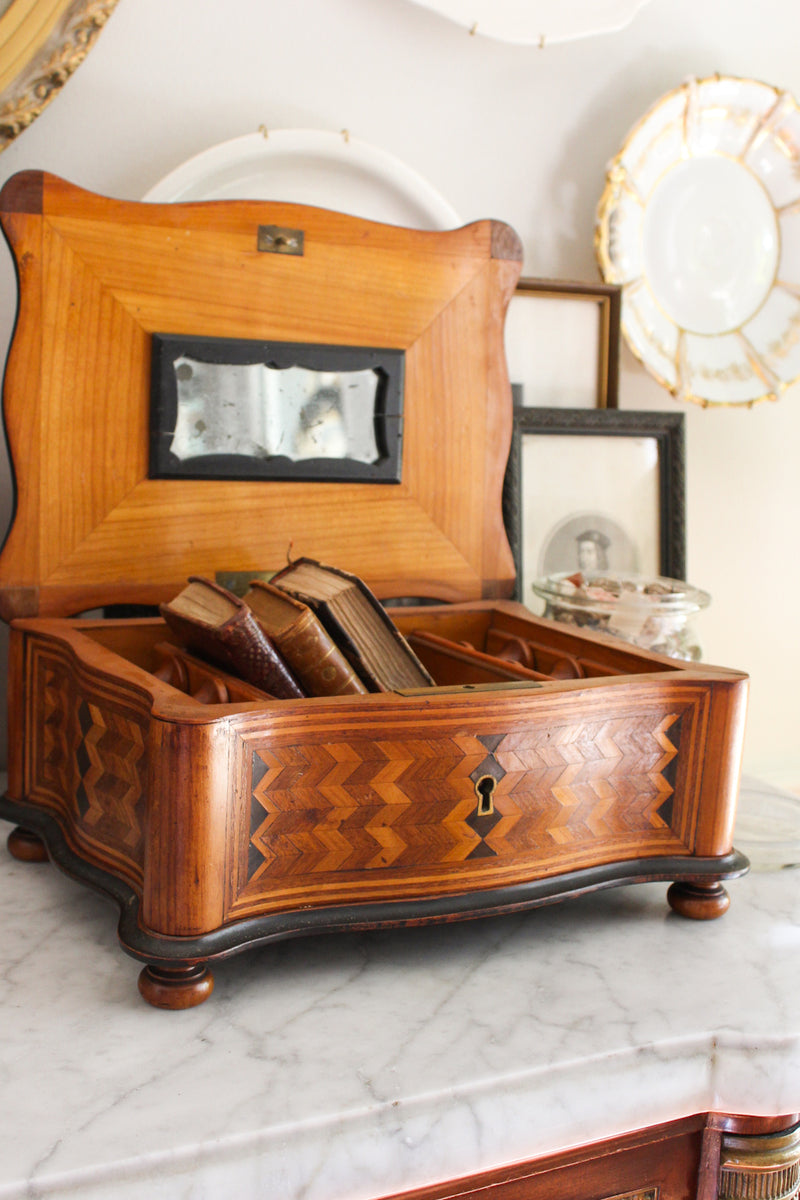 19c Marquetry Sewing Box