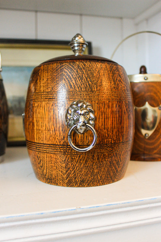 Vintage English Ryecraft Oak Biscuit Barrel