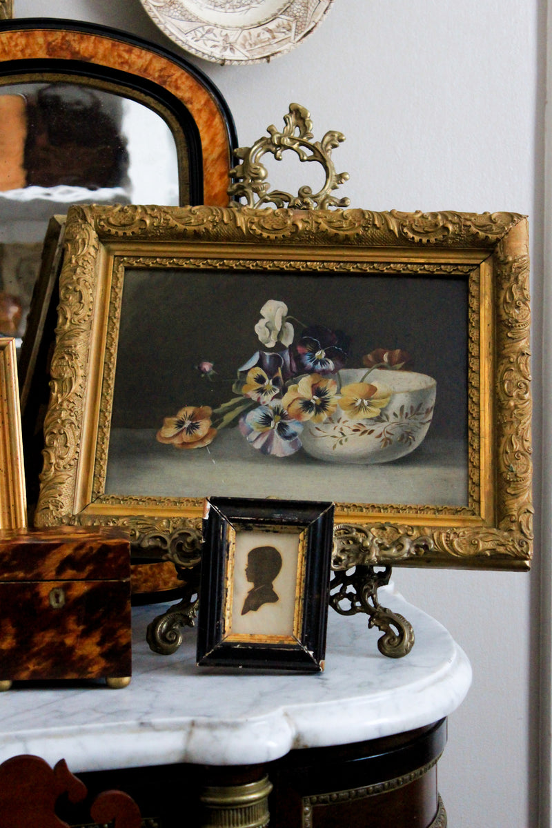 Antique Silhouette Portrait in Ebonized & Gilt Frame