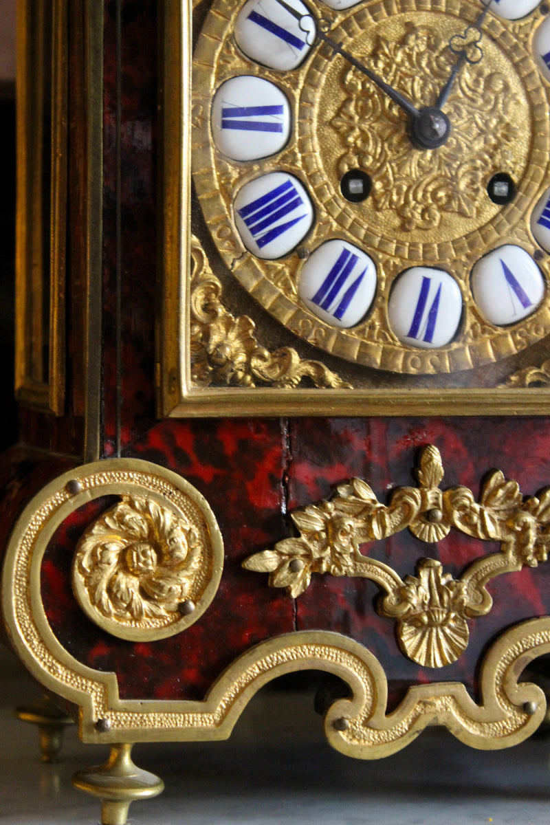 19c French Imitation Tortoise Mantle Clock