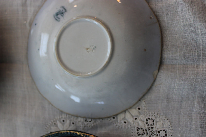 Antique Blue Floral Saucers | Set of 4