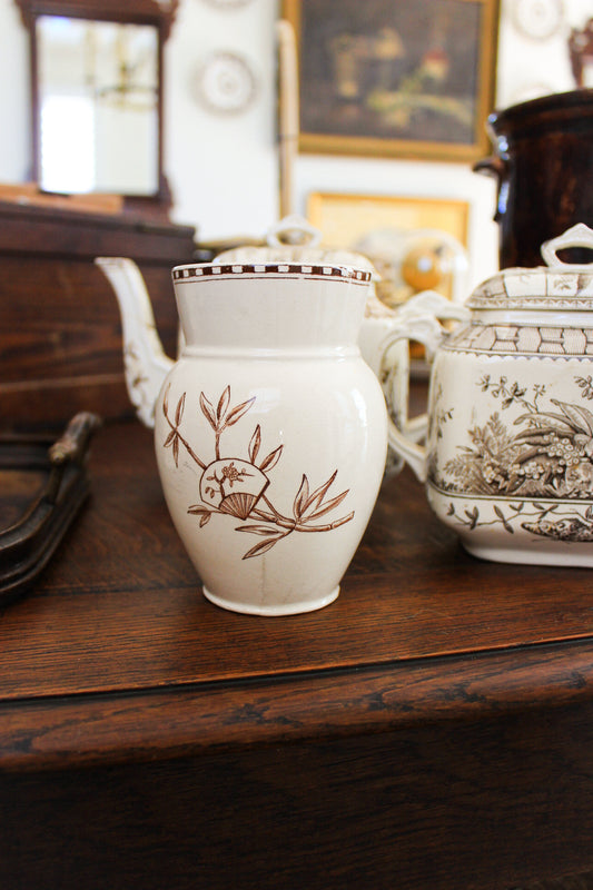 Antique Brown Transferware Bud Vase