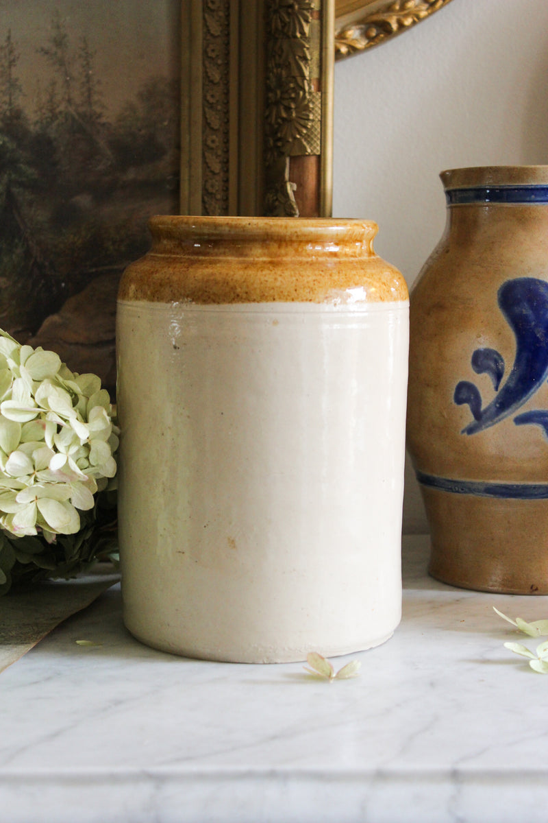 Antique English Dual-Tone Stoneware Crock