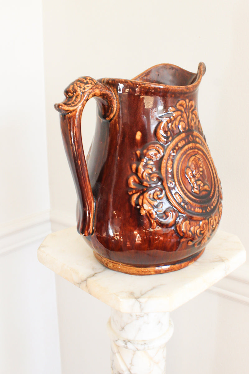 Victorian Rockingham Glaze Stoneware Pitcher