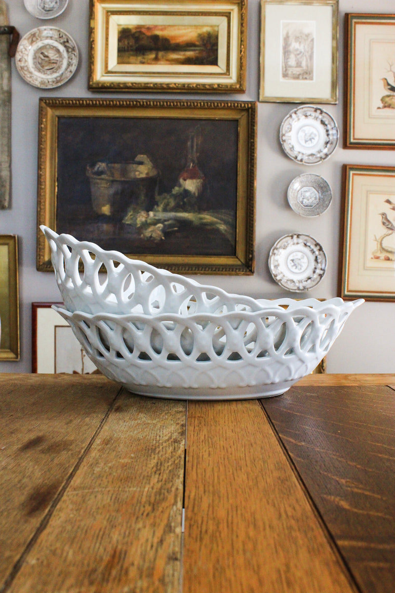 Vintage Limoges Reticulated Centerpiece Bowl