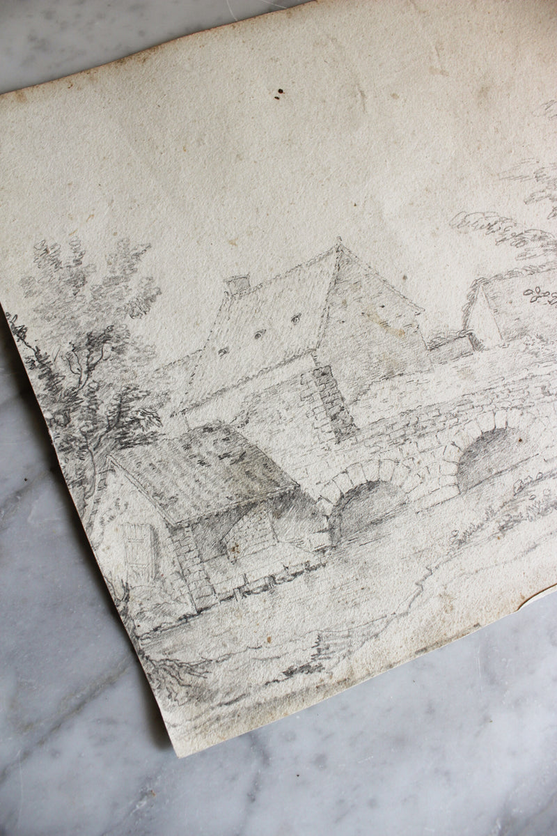 Antique French Pencil Sketch, Sourced in Paris