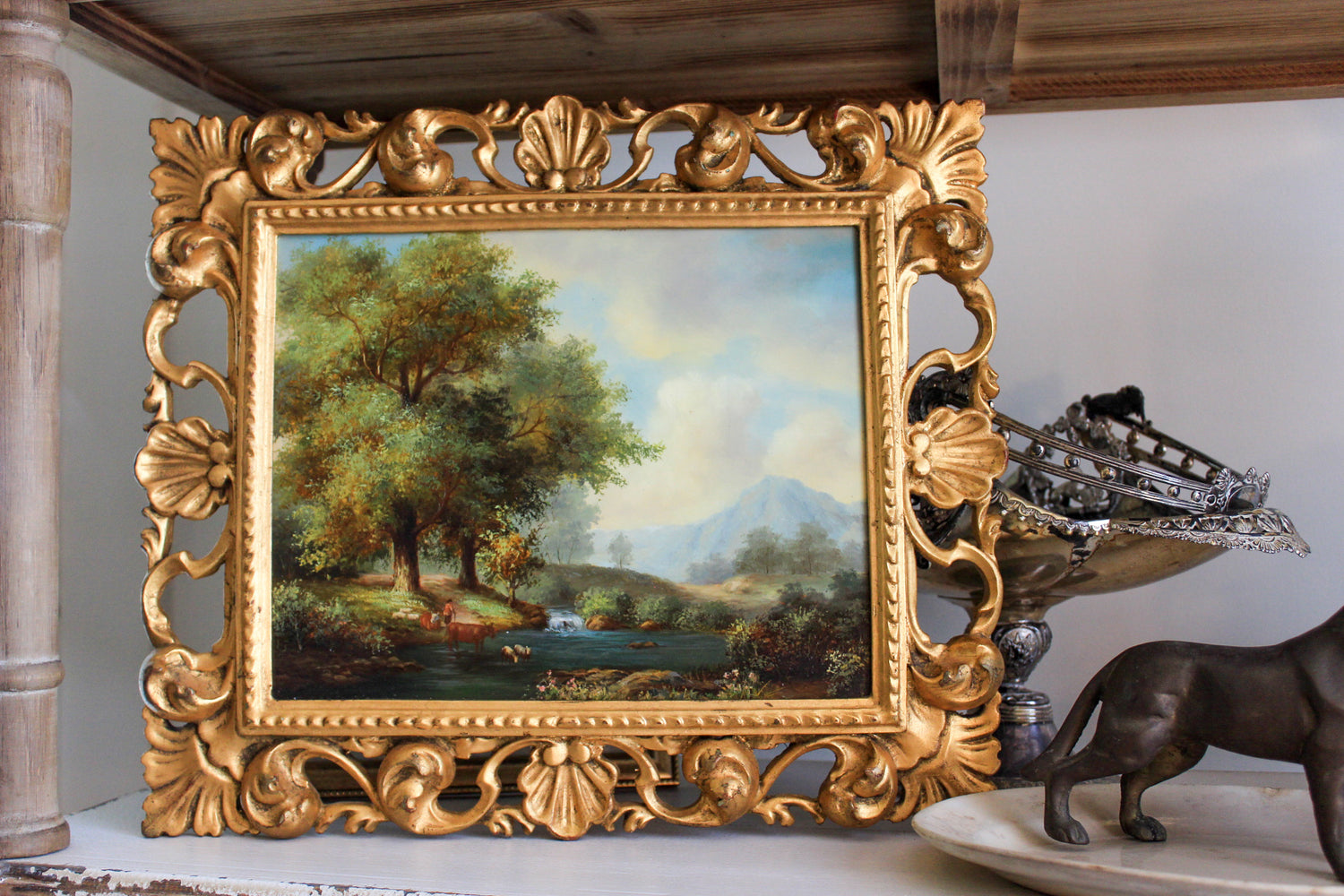 Vintage Pastoral Landscape in Ornate Gilt Frame 02