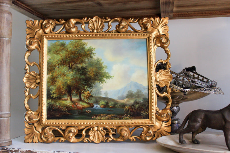 Vintage Pastoral Landscape in Ornate Gilt Frame 02