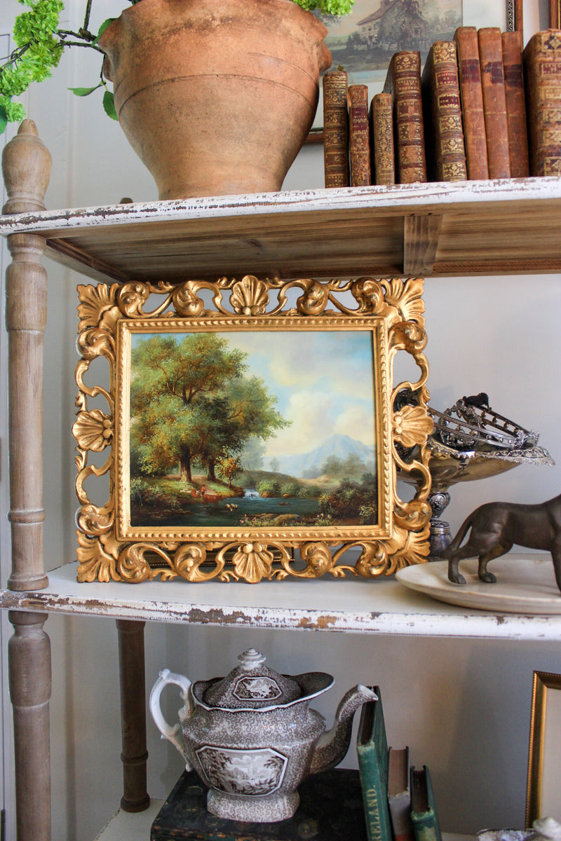 Vintage Pastoral Landscape in Ornate Gilt Frame 02