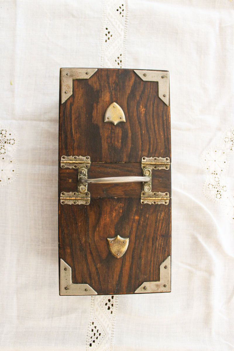 Antique English Oak Playing Card Box