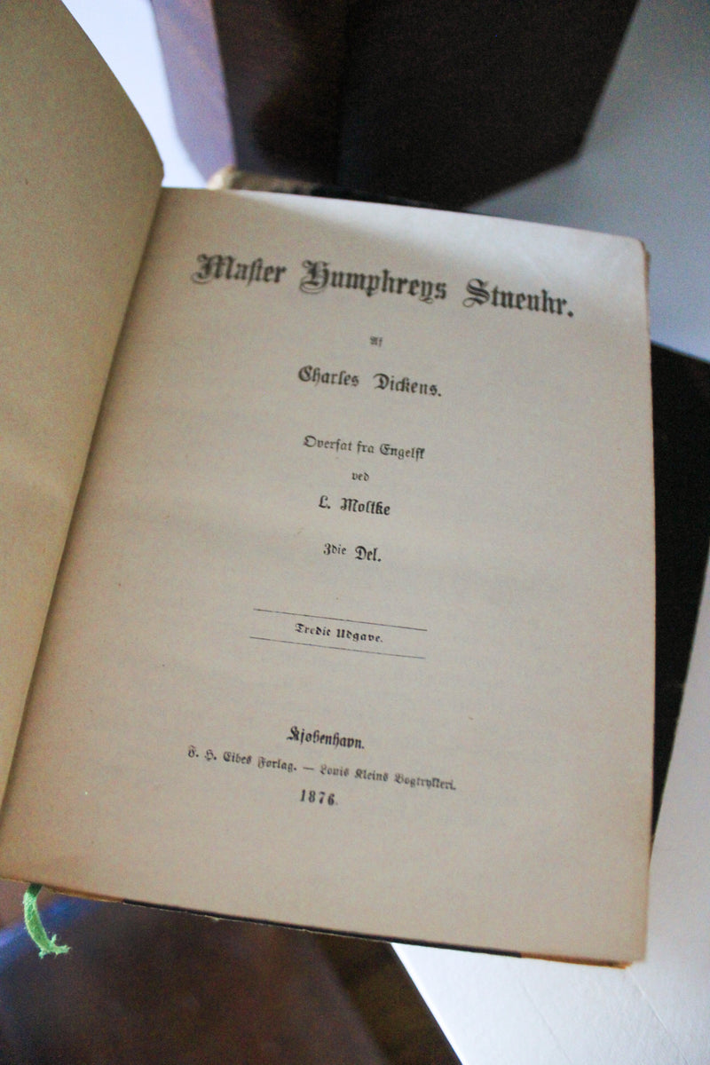 Set of Five Antique Danish Charles Dickens Volumes, 1876
