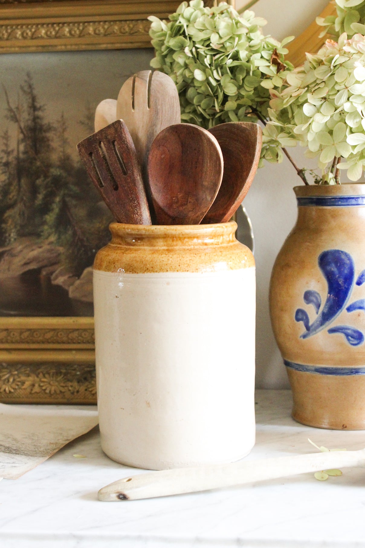 Antique English Dual-Tone Stoneware Crock