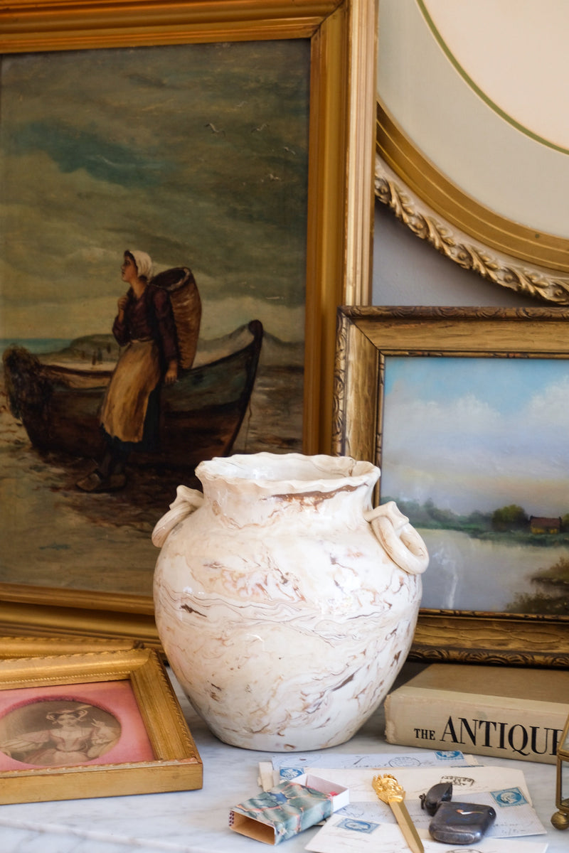 Vintage Agateware Urns Pair