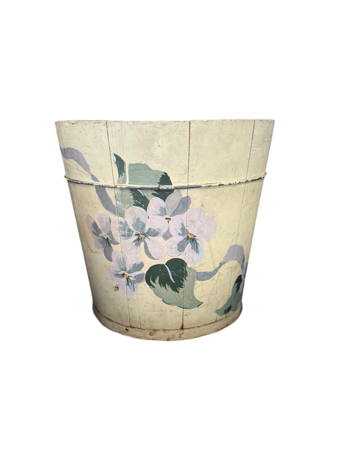 Hand painted pansy bucket