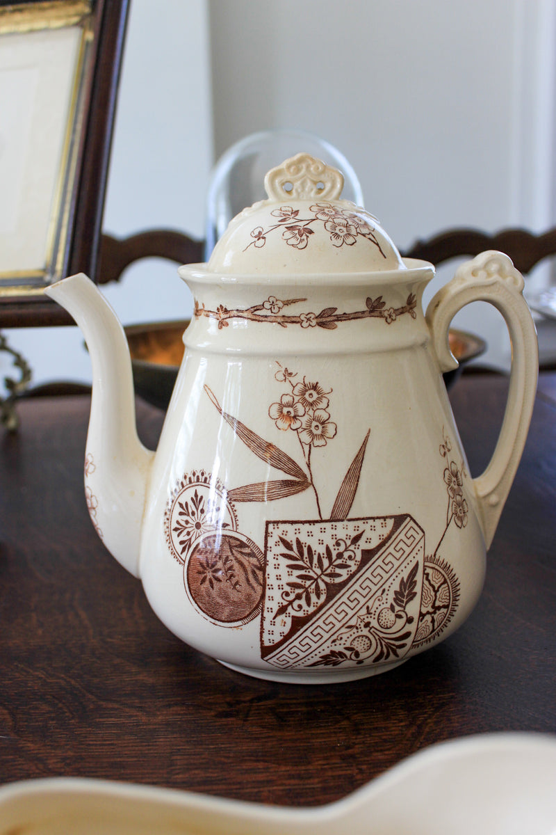 Antique Brown Transferware Tea Service