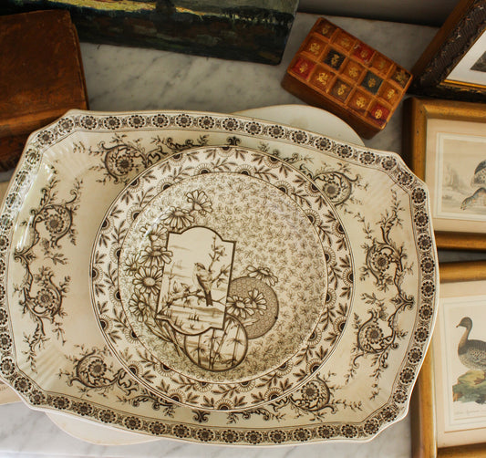 Antique Brown Transfer Ware Platter