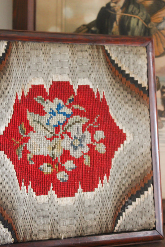 Victorian Bargello Needlework Panel on Feet