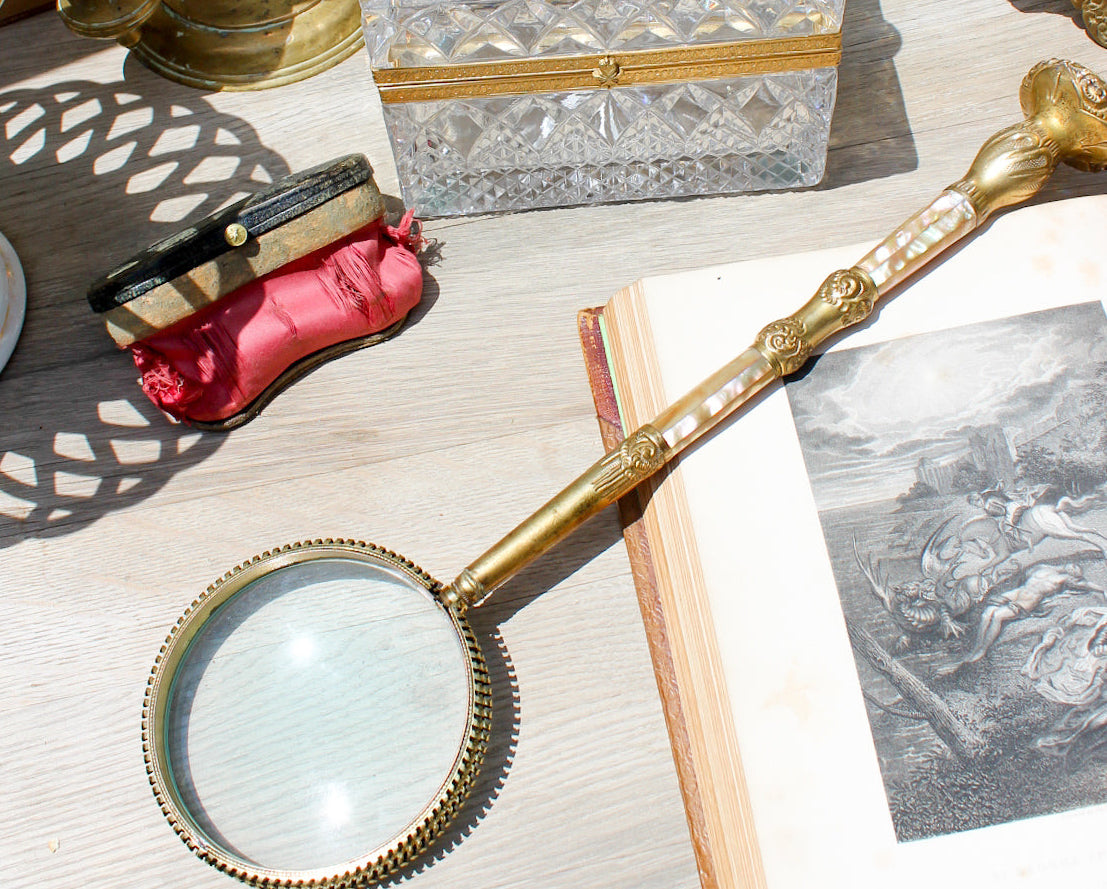 Antique Mother of Pearl Umbrella Holder — Magnifying Glass