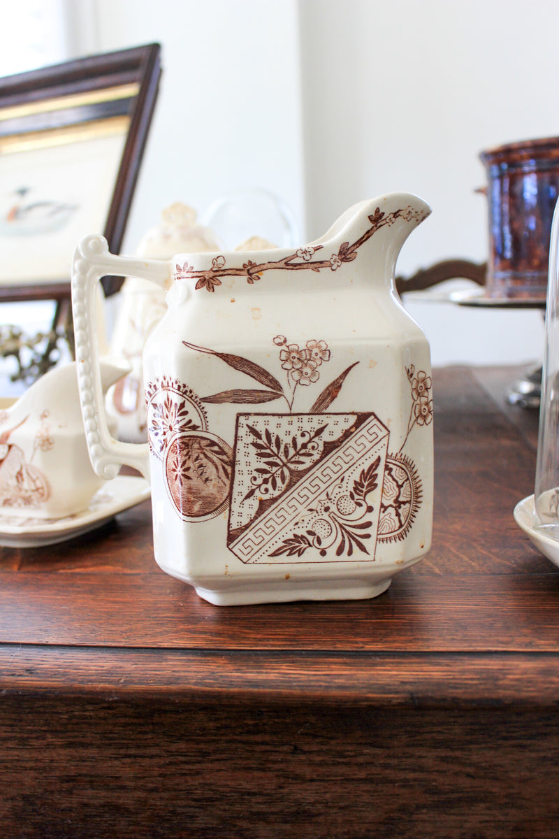 Antique Brown Transferware Tea Service