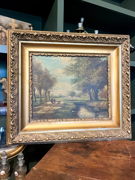 Antique landscape on board