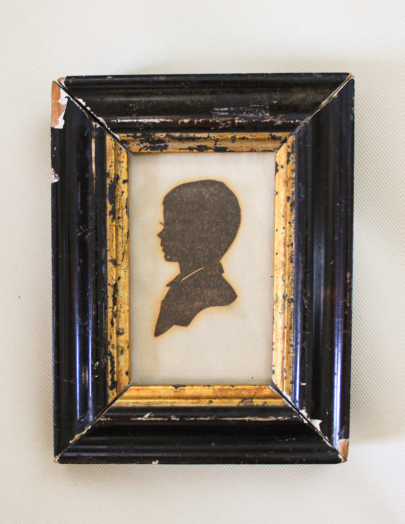 Antique Silhouette Portrait in Ebonized & Gilt Frame