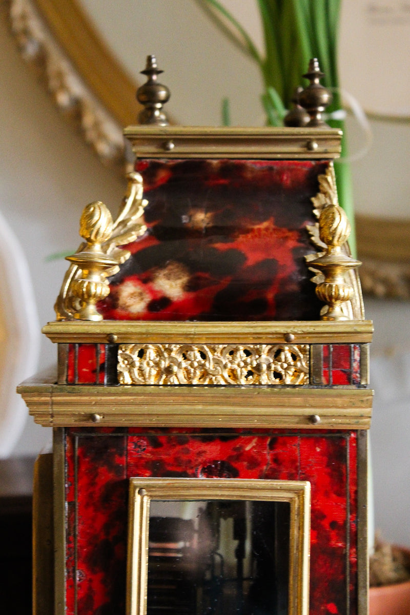 19c French Imitation Tortoise Mantle Clock