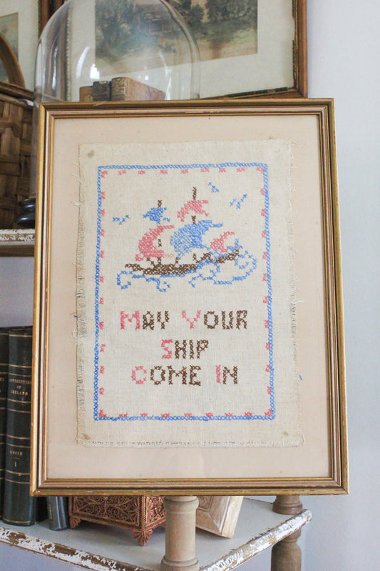 Framed Vintage Cross Stitch