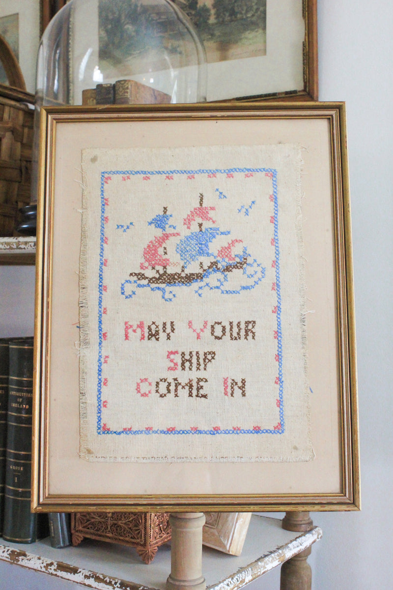 Framed Vintage Cross Stitch