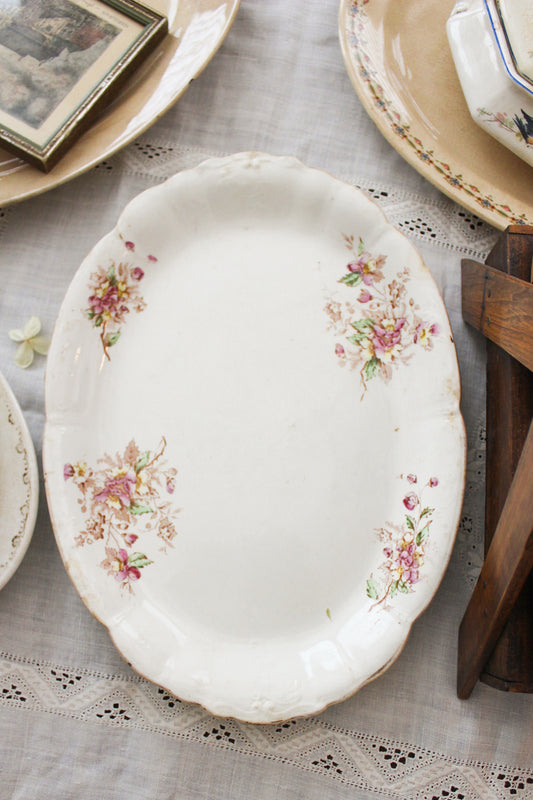 Antique Anchor Pottery Floral Serving Platter