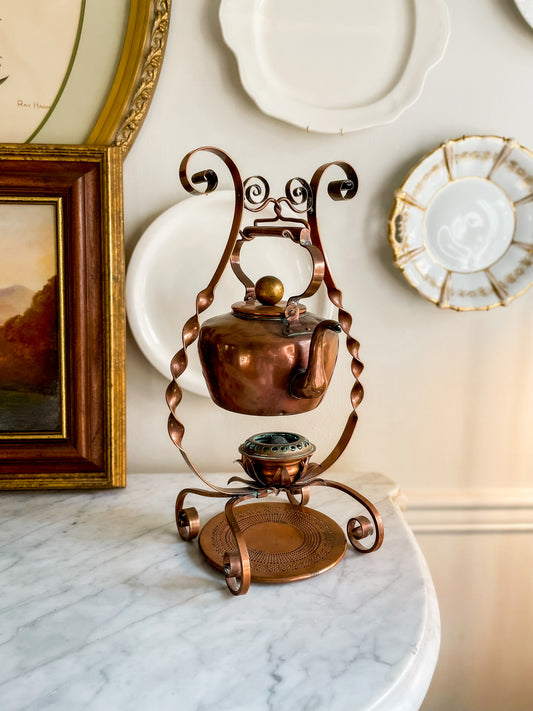 Antique Copper Kettle and Stand