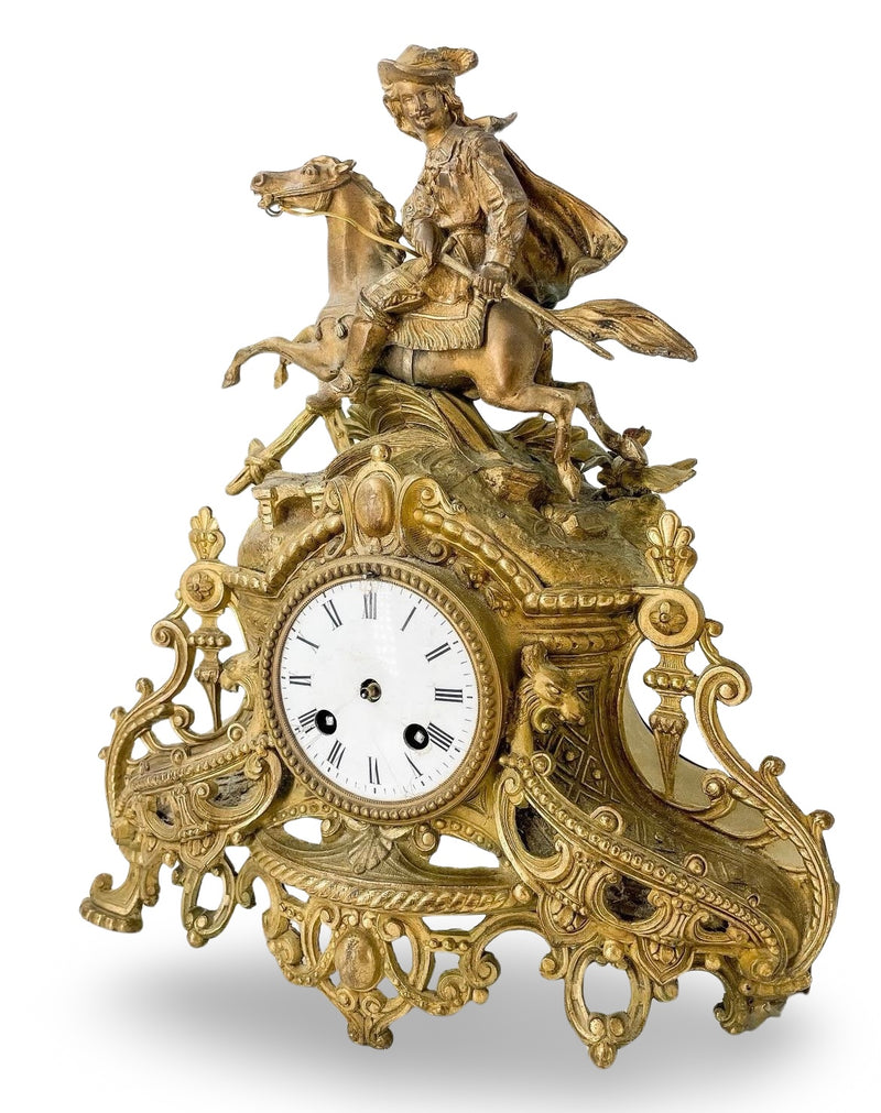 Antique Bronze French Mantle Clock